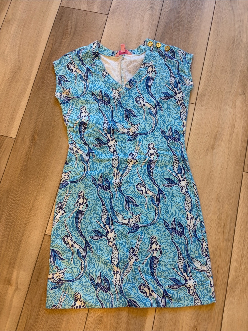 Women’s Lily Pulitzer Blue Mermaid Print Cap Sleeve Dress